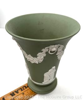 English Wedgwood Cobalt Sage Green Jasperware Vase 6"T<br>

<br><br>

Removal Options:<br><br> Sat (Nov 8) & Sun (Nov 9) 11-3pm, 56 Scotch Hill Rd., Cambridge NY 12816<br><br>

Sat (Nov 15) 12-2pm, TMG Warehouse, 2800 Juniper St., Fairfax, VA 22031<br><br>

Request Shipping (david@themcguiregroupllc.com)