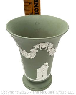 English Wedgwood Cobalt Sage Green Jasperware Vase 6"T<br>

<br><br>

Removal Options:<br><br> Sat (Nov 8) & Sun (Nov 9) 11-3pm, 56 Scotch Hill Rd., Cambridge NY 12816<br><br>

Sat (Nov 15) 12-2pm, TMG Warehouse, 2800 Juniper St., Fairfax, VA 22031<br><br>

Request Shipping (david@themcguiregroupllc.com)
