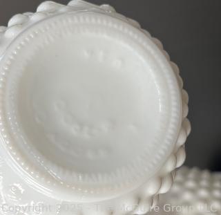Pixel Four (4) Hobnail Milk Glass Vases<br>

<br><br>

Removal Options:<br><br> Sat (Nov 8) & Sun (Nov 9) 11-3pm, 56 Scotch Hill Rd., Cambridge NY 12816<br><br>

Sat (Nov 15) 12-2pm, TMG Warehouse, 2800 Juniper St., Fairfax, VA 22031<br><br>

Request Shipping (david@themcguiregroupllc.com)