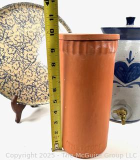 Group of Pottery Servingware Including Drink Dispenser<br>

<br><br>

Removal Options:<br><br> Sat (Nov 8) & Sun (Nov 9) 11-3pm, 56 Scotch Hill Rd., Cambridge NY 12816<br><br>

Sat (Nov 15) 12-2pm, TMG Warehouse, 2800 Juniper St., Fairfax, VA 22031<br><br>

Request Shipping (david@themcguiregroupllc.com)