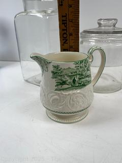 Two (2) Glass Canisters and Wedgwood Patrician Torbay Pattern Creamer<br>

<br><br>

Removal Options:<br><br> Sat (Nov 8) & Sun (Nov 9) 11-3pm, 56 Scotch Hill Rd., Cambridge NY 12816<br><br>

Sat (Nov 15) 12-2pm, TMG Warehouse, 2800 Juniper St., Fairfax, VA 22031<br><br>

Request Shipping (david@themcguiregroupllc.com)