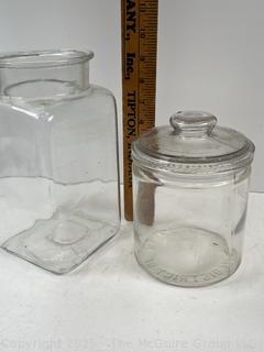 Two (2) Glass Canisters and Wedgwood Patrician Torbay Pattern Creamer<br>

<br><br>

Removal Options:<br><br> Sat (Nov 8) & Sun (Nov 9) 11-3pm, 56 Scotch Hill Rd., Cambridge NY 12816<br><br>

Sat (Nov 15) 12-2pm, TMG Warehouse, 2800 Juniper St., Fairfax, VA 22031<br><br>

Request Shipping (david@themcguiregroupllc.com)