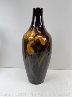 Weller Art Pottery Louwelsa Iris Bottleneck Vase. Note Chip in Rim<br>

<br><br>

Removal Options:<br><br> Sat (Nov 8) & Sun (Nov 9) 11-3pm, 56 Scotch Hill Rd., Cambridge NY 12816<br><br>

Sat (Nov 15) 12-2pm, TMG Warehouse, 2800 Juniper St., Fairfax, VA 22031<br><br>

Request Shipping (david@themcguiregroupllc.com)