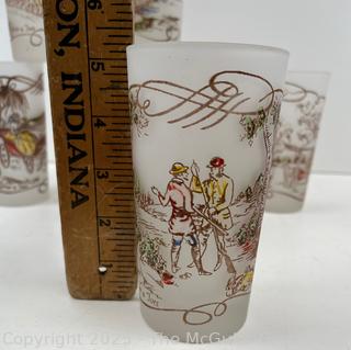 Seven (7) Currier and Ives Frosted Tall Drink Bar Glasses<br>

<br><br>

Removal Options:<br><br> Sat (Nov 8) & Sun (Nov 9) 11-3pm, 56 Scotch Hill Rd., Cambridge NY 12816<br><br>

Sat (Nov 15) 12-2pm, TMG Warehouse, 2800 Juniper St., Fairfax, VA 22031<br><br>

Request Shipping (david@themcguiregroupllc.com)