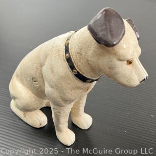 Cast Iron Nipper Dog Coin Bank RCA Mascot 5.75” Tall<br>

<br><br>

Removal Options:<br><br> Sat (Nov 8) & Sun (Nov 9) 11-3pm, 56 Scotch Hill Rd., Cambridge NY 12816<br><br>

Sat (Nov 15) 12-2pm, TMG Warehouse, 2800 Juniper St., Fairfax, VA 22031<br><br>

Request Shipping (david@themcguiregroupllc.com) 