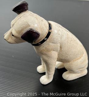 Cast Iron Nipper Dog Coin Bank RCA Mascot 5.75” Tall<br>

<br><br>

Removal Options:<br><br> Sat (Nov 8) & Sun (Nov 9) 11-3pm, 56 Scotch Hill Rd., Cambridge NY 12816<br><br>

Sat (Nov 15) 12-2pm, TMG Warehouse, 2800 Juniper St., Fairfax, VA 22031<br><br>

Request Shipping (david@themcguiregroupllc.com) 
