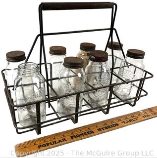 Wire Dairy Milk Bottle Carrier w/ Bottles<br>

<br><br>

Removal Options:<br><br> Sat (Nov 8) & Sun (Nov 9) 11-3pm, 56 Scotch Hill Rd., Cambridge NY 12816<br><br>

