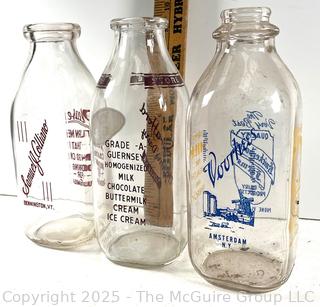 Group of Three (3) Glass Milk Bottles Strafford, Knickerbocker and Calliano<br>

<br><br>

Removal Options:<br><br> Sat (Nov 8) & Sun (Nov 9) 11-3pm, 56 Scotch Hill Rd., Cambridge NY 12816<br><br>

Sat (Nov 15) 12-2pm, TMG Warehouse, 2800 Juniper St., Fairfax, VA 22031<br><br>

Request Shipping (david@themcguiregroupllc.com)