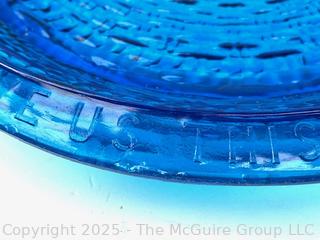 Tiara Indiana Glass Plate Aqua Blue Tray "Give Us This Day Our Daily Bread" 10.5”L x 7”W. Note Chip<br>

<br><br>

Removal Options:<br><br> Sat (Nov 8) & Sun (Nov 9) 11-3pm, 56 Scotch Hill Rd., Cambridge NY 12816<br><br>

Sat (Nov 15) 12-2pm, TMG Warehouse, 2800 Juniper St., Fairfax, VA 22031<br><br>

Request Shipping (david@themcguiregroupllc.com)
