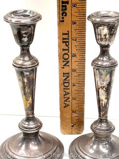 Quadruple Silver Plate Coffee Pot and Sugar and Two (2) Weighted Sterling Silver Candlesticks <br>

<br><br>

Removal Options:<br><br> Sat (Nov 8) & Sun (Nov 9) 11-3pm, 56 Scotch Hill Rd., Cambridge NY 12816<br><br>

Sat (Nov 15) 12-2pm, TMG Warehouse, 2800 Juniper St., Fairfax, VA 22031<br><br>

Request Shipping (david@themcguiregroupllc.com)