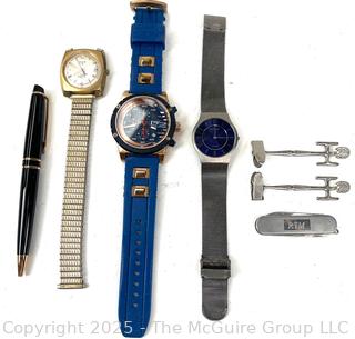 Men's Accessories Including Waterman Pen, Cufflinks and Vintage Swiss Elgin Wristwatch.<br>

<br><br>

Removal Options:<br><br> Sat (Nov 8) & Sun (Nov 9) 11-3pm, 56 Scotch Hill Rd., Cambridge NY 12816<br><br>

Sat (Nov 15) 12-2pm, TMG Warehouse, 2800 Juniper St., Fairfax, VA 22031<br><br>

Request Shipping (david@themcguiregroupllc.com)