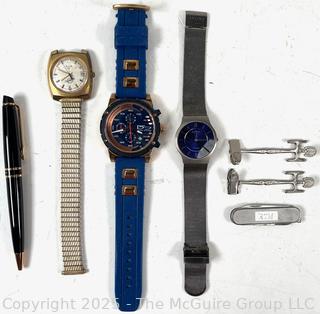 Men's Accessories Including Waterman Pen, Cufflinks and Vintage Swiss Elgin Wristwatch.<br>

<br><br>

Removal Options:<br><br> Sat (Nov 8) & Sun (Nov 9) 11-3pm, 56 Scotch Hill Rd., Cambridge NY 12816<br><br>

Sat (Nov 15) 12-2pm, TMG Warehouse, 2800 Juniper St., Fairfax, VA 22031<br><br>

Request Shipping (david@themcguiregroupllc.com)