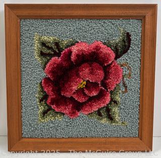 Two (2) Framed Fiber Arts Work. Needlepoint and Hooked <br>

<br><br>

Removal Options:<br><br> Sat (Nov 8) & Sun (Nov 9) 11-3pm, 56 Scotch Hill Rd., Cambridge NY 12816<br><br>

Sat (Nov 15) 12-2pm, TMG Warehouse, 2800 Juniper St., Fairfax, VA 22031<br><br>

Request Shipping (david@themcguiregroupllc.com)