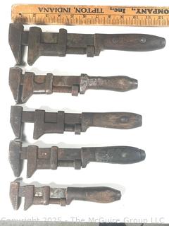 Grouping of Wood Handled Monkey Wrenches With These Stamps: B & G, H.H., L. Coes & Co<br>

<br><br>

Removal Options:<br><br> Sat (Nov 8) & Sun (Nov 9) 11-3pm, 56 Scotch Hill Rd., Cambridge NY 12816<br><br>

Sat (Nov 15) 12-2pm, TMG Warehouse, 2800 Juniper St., Fairfax, VA 22031<br><br>

Request Shipping (david@themcguiregroupllc.com)