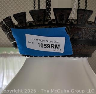Hanging oil lamp (adjustable height) <br>

<br><br>

Removal Options:<br><br> Sat (Nov 8) & Sun (Nov 9) 11-3pm, 56 Scotch Hill Rd., Cambridge NY 12816<br><br>

Sat (Nov 15) 12-2pm, TMG Warehouse, 2800 Juniper St., Fairfax, VA 22031<br><br>

Request Shipping (david@themcguiregroupllc.com)
