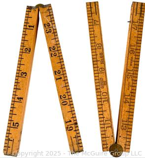 Seven (7) Folding Carpenters' Rulers<br><br>

<br><br>

Removal Options:<br><br> Sat (Nov 8) & Sun (Nov 9) 11-3pm, 56 Scotch Hill Rd., Cambridge NY 12816<br><br>

Sat (Nov 15) 12-2pm, TMG Warehouse, 2800 Juniper St., Fairfax, VA 22031<br><br>

Request Shipping (david@themcguiregroupllc.com)