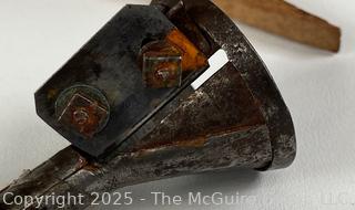 Grouping of Traditional Hand Tools Used by Cobblers and Wheelwrights Tradesmen Including Hand Forged Iron Spoke Trimmer<br>

<br><br>

Removal Options:<br><br> Sat (Nov 8) & Sun (Nov 9) 11-3pm, 56 Scotch Hill Rd., Cambridge NY 12816<br><br>

Sat (Nov 15) 12-2pm, TMG Warehouse, 2800 Juniper St., Fairfax, VA 22031<br><br>

Request Shipping (david@themcguiregroupllc.com)
