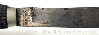 Bowie Hunting Knife w/ Leather Scabbard Stamped Joseph Rodgers & Sons, Sheffield England. Measures 8.5", Blade 4.25"<br>

<br><br>

Removal Options:<br><br> Sat (Nov 8) & Sun (Nov 9) 11-3pm, 56 Scotch Hill Rd., Cambridge NY 12816<br><br>

Sat (Nov 15) 12-2pm, TMG Warehouse, 2800 Juniper St., Fairfax, VA 22031<br><br>

Request Shipping (david@themcguiregroupllc.com)