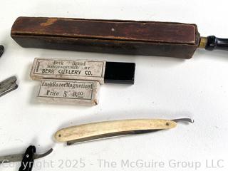 Five (5) Straight Edge Razors and Strop<br>

<br><br>

Removal Options:<br><br> Sat (Nov 8) & Sun (Nov 9) 11-3pm, 56 Scotch Hill Rd., Cambridge NY 12816<br><br>

Sat (Nov 15) 12-2pm, TMG Warehouse, 2800 Juniper St., Fairfax, VA 22031<br><br>

Request Shipping (david@themcguiregroupllc.com)