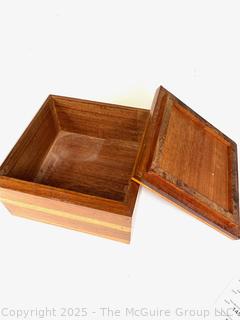 Hand-Crafted Wood Box with Lid<br>

<br><br>

Removal Options:<br><br> Sat (Nov 8) & Sun (Nov 9) 11-3pm, 56 Scotch Hill Rd., Cambridge NY 12816<br><br>

Sat (Nov 15) 12-2pm, TMG Warehouse, 2800 Juniper St., Fairfax, VA 22031<br><br>

Request Shipping (david@themcguiregroupllc.com)