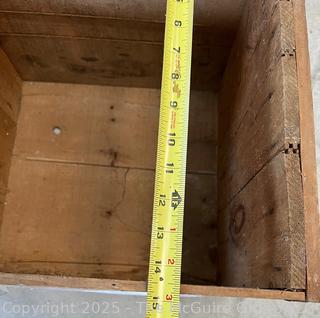 Open Wooden Oyster Box with Stenciling Greenpoint L.I. <br>

<br><br>

Removal Options:<br><br> Sat (Nov 8) & Sun (Nov 9) 11-3pm, 56 Scotch Hill Rd., Cambridge NY 12816<br><br>

Sat (Nov 15) 12-2pm, TMG Warehouse, 2800 Juniper St., Fairfax, VA 22031<br><br>

Request Shipping (david@themcguiregroupllc.com)
