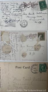 Nine (9) Used U.S. Post Cards circa 1910-1920 with Stamps.  Philately. <br>

<br><br>

Removal Options:<br><br> Sat (Nov 8) & Sun (Nov 9) 11-3pm, 56 Scotch Hill Rd., Cambridge NY 12816<br><br>

Sat (Nov 15) 12-2pm, TMG Warehouse, 2800 Juniper St., Fairfax, VA 22031<br><br>

Request Shipping (david@themcguiregroupllc.com)   
