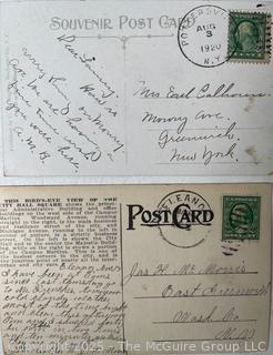 Thirteen (13) Used US Post Cards <br>

<br><br>

Removal Options:<br><br> Sat (Nov 8) & Sun (Nov 9) 11-3pm, 56 Scotch Hill Rd., Cambridge NY 12816<br><br>

Sat (Nov 15) 12-2pm, TMG Warehouse, 2800 Juniper St., Fairfax, VA 22031<br><br>

Request Shipping (david@themcguiregroupllc.com)  
