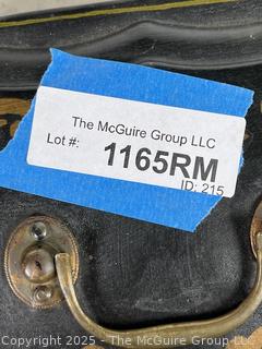Toleware Tin Covered Container w/ Handle <br>

<br><br>

Removal Options:<br><br> Sat (Nov 8) & Sun (Nov 9) 11-3pm, 56 Scotch Hill Rd., Cambridge NY 12816<br><br>

Sat (Nov 15) 12-2pm, TMG Warehouse, 2800 Juniper St., Fairfax, VA 22031<br><br>

Request Shipping (david@themcguiregroupllc.com)