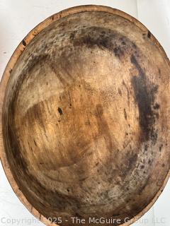 Large Turned Wooden Bowl Measures 18.5 Diameter x 5.5" Tall<br>

<br><br>

Removal Options:<br><br> Sat (Nov 8) & Sun (Nov 9) 11-3pm, 56 Scotch Hill Rd., Cambridge NY 12816<br><br>

Sat (Nov 15) 12-2pm, TMG Warehouse, 2800 Juniper St., Fairfax, VA 22031<br><br>

Request Shipping (david@themcguiregroupllc.com)