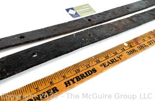 Wrought Iron Strap Door/Hinge Bars<br>

<br><br>

Removal Options:<br><br> Sat (Nov 8) & Sun (Nov 9) 11-3pm, 56 Scotch Hill Rd., Cambridge NY 12816<br><br>

Sat (Nov 15) 12-2pm, TMG Warehouse, 2800 Juniper St., Fairfax, VA 22031<br><br>

Request Shipping (david@themcguiregroupllc.com)