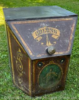 Antique Country General Store Oolong Tea Tin Bin Beautiful Graphics 23x13"<br>

<br><br>

Removal Options:<br><br> Sat (Nov 8) & Sun (Nov 9) 11-3pm, 56 Scotch Hill Rd., Cambridge NY 12816<br><br>

Sat (Nov 15) 12-2pm, TMG Warehouse, 2800 Juniper St., Fairfax, VA 22031<br><br>

Request Shipping (david@themcguiregroupllc.com)