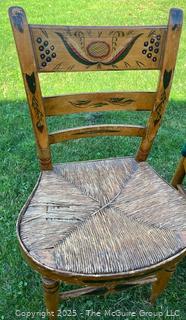 Pair of Hand Painted Side Chairs with Rope Seats<br>

<br><br>

Removal Options:<br><br> Sat (Nov 8) & Sun (Nov 9) 11-3pm, 56 Scotch Hill Rd., Cambridge NY 12816<br><br>

Sat (Nov 15) 12-2pm, TMG Warehouse, 2800 Juniper St., Fairfax, VA 22031<br><br>

Request Shipping (david@themcguiregroupllc.com) 