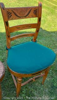 Pair of Hand Painted Side Chairs with Rope Seats<br>

<br><br>

Removal Options:<br><br> Sat (Nov 8) & Sun (Nov 9) 11-3pm, 56 Scotch Hill Rd., Cambridge NY 12816<br><br>

Sat (Nov 15) 12-2pm, TMG Warehouse, 2800 Juniper St., Fairfax, VA 22031<br><br>

Request Shipping (david@themcguiregroupllc.com) 