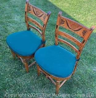 Pair of Hand Painted Side Chairs with Rope Seats<br>

<br><br>

Removal Options:<br><br> Sat (Nov 8) & Sun (Nov 9) 11-3pm, 56 Scotch Hill Rd., Cambridge NY 12816<br><br>

Sat (Nov 15) 12-2pm, TMG Warehouse, 2800 Juniper St., Fairfax, VA 22031<br><br>

Request Shipping (david@themcguiregroupllc.com) 
