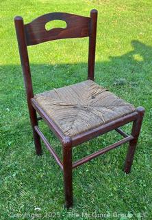 Wooden Side Chair w/ Cord Woven Seat<br>

<br><br>

Removal Options:<br><br> Sat (Nov 8) & Sun (Nov 9) 11-3pm, 56 Scotch Hill Rd., Cambridge NY 12816<br><br>

Sat (Nov 15) 12-2pm, TMG Warehouse, 2800 Juniper St., Fairfax, VA 22031<br><br>

Request Shipping (david@themcguiregroupllc.com)
