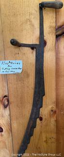 Antique Vintage Primitive Farm Hay Knife Saw 32"L<br>

<br><br>

Removal Options:<br><br> Sat (Nov 8) & Sun (Nov 9) 11-3pm, 56 Scotch Hill Rd., Cambridge NY 12816<br><br>

Sat (Nov 15) 12-2pm, TMG Warehouse, 2800 Juniper St., Fairfax, VA 22031<br><br>

Request Shipping (david@themcguiregroupllc.com)

