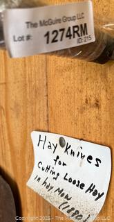Antique Vintage Primitive Farm Hay Knife Saw 32"L<br>

<br><br>

Removal Options:<br><br> Sat (Nov 8) & Sun (Nov 9) 11-3pm, 56 Scotch Hill Rd., Cambridge NY 12816<br><br>

Sat (Nov 15) 12-2pm, TMG Warehouse, 2800 Juniper St., Fairfax, VA 22031<br><br>

Request Shipping (david@themcguiregroupllc.com)
