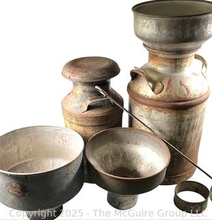 Ten and Seven Gallon Milk Cans, Strainers and Filters<br>

<br><br>

Removal Options:<br><br> Sat (Nov 8) & Sun (Nov 9) 11-3pm, 56 Scotch Hill Rd., Cambridge NY 12816<br><br>

Sat (Nov 15) 12-2pm, TMG Warehouse, 2800 Juniper St., Fairfax, VA 22031<br><br>

Request Shipping (david@themcguiregroupllc.com) 