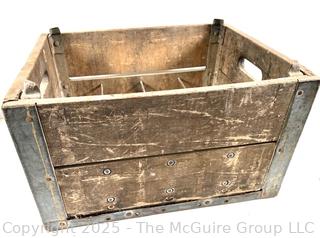 Twelve (12) Space Wooden Milk Bottle Carrying Crate<br>

<br><br>

Removal Options:<br><br> Sat (Nov 8) & Sun (Nov 9) 11-3pm, 56 Scotch Hill Rd., Cambridge NY 12816<br><br>

Sat (Nov 15) 12-2pm, TMG Warehouse, 2800 Juniper St., Fairfax, VA 22031<br><br>

Request Shipping (david@themcguiregroupllc.com)