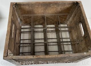 Twelve (12) Space Wooden Milk Bottle Carrying Crate<br>

<br><br>

Removal Options:<br><br> Sat (Nov 8) & Sun (Nov 9) 11-3pm, 56 Scotch Hill Rd., Cambridge NY 12816<br><br>

Sat (Nov 15) 12-2pm, TMG Warehouse, 2800 Juniper St., Fairfax, VA 22031<br><br>

Request Shipping (david@themcguiregroupllc.com)
