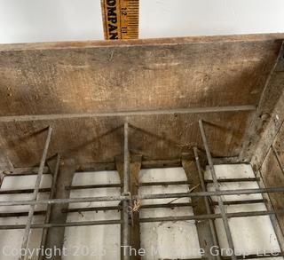 Twelve (12) Space Wooden Milk Bottle Carrying Crate<br>

<br><br>

Removal Options:<br><br> Sat (Nov 8) & Sun (Nov 9) 11-3pm, 56 Scotch Hill Rd., Cambridge NY 12816<br><br>

Sat (Nov 15) 12-2pm, TMG Warehouse, 2800 Juniper St., Fairfax, VA 22031<br><br>

Request Shipping (david@themcguiregroupllc.com)