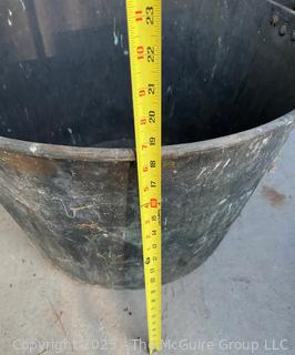 Large Brass Kettle w/ Forged Handle.  Note Damage in Photos.<br>

<br><br>

Removal Options:<br><br> Sat (Nov 8) & Sun (Nov 9) 11-3pm, 56 Scotch Hill Rd., Cambridge NY 12816<br><br>

Sat (Nov 15) 12-2pm, TMG Warehouse, 2800 Juniper St., Fairfax, VA 22031<br><br>

Request Shipping (david@themcguiregroupllc.com) 