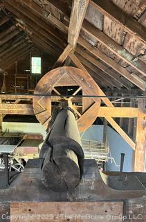Large Wooden Wheel and Shaft. Often Referred to as a Compass Arm Wheel, Used for Lifting or Engaging Components. Wheel 6' Diameter.  Shaft Length 24'<br>

<br><br>

Removal Options:<br><br> Sat (Nov 8) & Sun (Nov 9) 11-3pm, 56 Scotch Hill Rd., Cambridge NY 12816<br><br>

Sat (Nov 15) 12-2pm, TMG Warehouse, 2800 Juniper St., Fairfax, VA 22031<br><br>

Request Shipping (david@themcguiregroupllc.com)