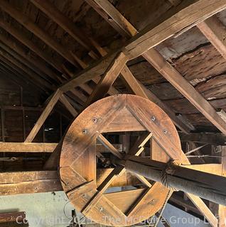 Large Wooden Wheel and Shaft. Often Referred to as a Compass Arm Wheel, Used for Lifting or Engaging Components. Wheel 6' Diameter.  Shaft Length 24'<br>

<br><br>

Removal Options:<br><br> Sat (Nov 8) & Sun (Nov 9) 11-3pm, 56 Scotch Hill Rd., Cambridge NY 12816<br><br>

Sat (Nov 15) 12-2pm, TMG Warehouse, 2800 Juniper St., Fairfax, VA 22031<br><br>

Request Shipping (david@themcguiregroupllc.com)