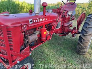 1949 IH Farmall Model C Tractor. This Model Built 1948-1953. 20HP<br>

<br><br>

Removal Options:<br><br> Sat (Nov 8) & Sun (Nov 9) 11-3pm, 56 Scotch Hill Rd., Cambridge NY 12816<br><br>

Sat (Nov 15) 12-2pm, TMG Warehouse, 2800 Juniper St., Fairfax, VA 22031<br><br>

Request Shipping (david@themcguiregroupllc.com)