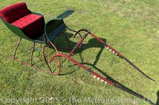Restored Horse-Drawn Cutter Sleigh Sled w/ Mohair Upholstery<br>

<br><br>

Removal Options:<br><br> Sat (Nov 8) & Sun (Nov 9) 11-3pm, 56 Scotch Hill Rd., Cambridge NY 12816<br><br>

Sat (Nov 15) 12-2pm, TMG Warehouse, 2800 Juniper St., Fairfax, VA 22031<br><br>

Request Shipping (david@themcguiregroupllc.com)
