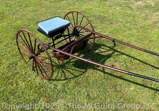 Horse-Drawn Sulky Cart w/ Mohair Seat Cushion<br>

<br><br>

Removal Options:<br><br> Sat (Nov 8) & Sun (Nov 9) 11-3pm, 56 Scotch Hill Rd., Cambridge NY 12816<br><br>

Sat (Nov 15) 12-2pm, TMG Warehouse, 2800 Juniper St., Fairfax, VA 22031<br><br>

Request Shipping (david@themcguiregroupllc.com)
