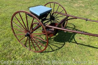 Horse-Drawn Sulky Cart w/ Mohair Seat Cushion<br>

<br><br>

Removal Options:<br><br> Sat (Nov 8) & Sun (Nov 9) 11-3pm, 56 Scotch Hill Rd., Cambridge NY 12816<br><br>

Sat (Nov 15) 12-2pm, TMG Warehouse, 2800 Juniper St., Fairfax, VA 22031<br><br>

Request Shipping (david@themcguiregroupllc.com)