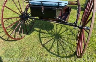 Horse-Drawn Sulky Cart w/ Mohair Seat Cushion<br>

<br><br>

Removal Options:<br><br> Sat (Nov 8) & Sun (Nov 9) 11-3pm, 56 Scotch Hill Rd., Cambridge NY 12816<br><br>

Sat (Nov 15) 12-2pm, TMG Warehouse, 2800 Juniper St., Fairfax, VA 22031<br><br>

Request Shipping (david@themcguiregroupllc.com)