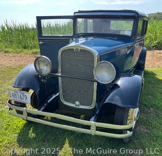 1931 Essex Super Six Town Two (2) Door Sedan. Made by Hudson Motor Car Co. See All Photos in the Gallery.<br>

<br><br>

Removal Options:<br><br> Sat (Nov 8) & Sun (Nov 9) 11-3pm, 56 Scotch Hill Rd., Cambridge NY 12816<br><br>

Sat (Nov 15) 12-2pm, TMG Warehouse, 2800 Juniper St., Fairfax, VA 22031<br><br>

Request Shipping (david@themcguiregroupllc.com)